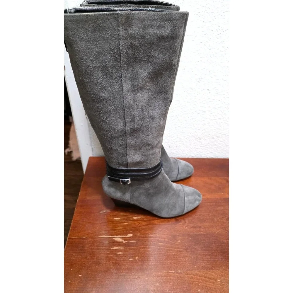Julianne Hough For Sole Society Nila Women's 8.5BGray Knee-High Suede Wedge Boot